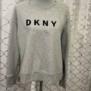 DKNY Sport gray crewneck sweatshirt velvet feeling Black lettering size Large